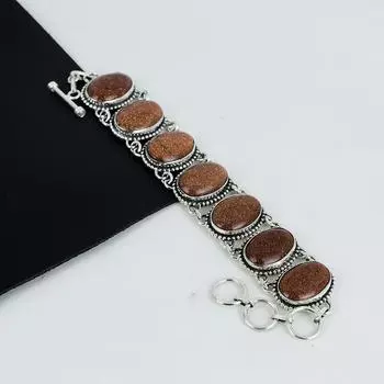 Браслет из красного солнечного камня ручной работы из стерлингового серебра 925 пробы, браслет из красного солнечного камня для жены, браслет унисекс, подарок из ваты 8 красный