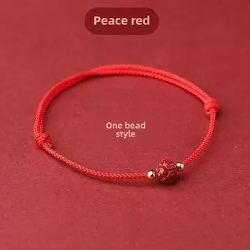 Браслет из красной нити со знаком зодиака, киноварью и хетианским нефритом — талисман на удачу для женщин, успешная сдача вступительных экзаменов в колледж