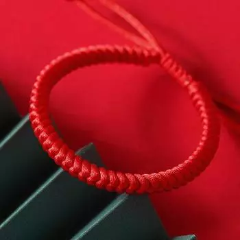 Браслет из красной веревочки в стиле Сяо Чжаня, детский браслет на год Кролика, тибетский стиль, узел дордже, женский счастливый шнурок для ношения, мужской счастливый браслет на ногу Red suitable for foot circumference 22-23cm