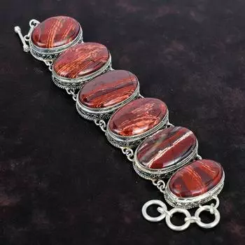 Браслет из красной змеиной яшмы, ювелирные изделия ручной работы из драгоценных камней, браслет из стерлингового серебра 925 пробы, регулируемый браслет-цепочка, винтажный браслет, подарок для мамы