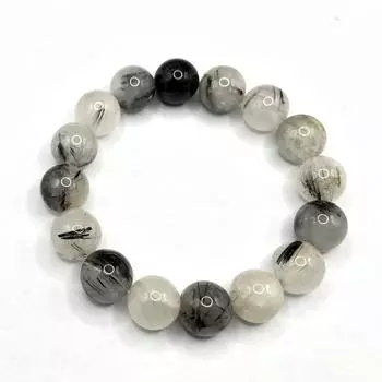 Браслет из кристаллов для женщин и мужчин, черный рутиловый кварцевый браслет, каменные бусины, браслет 4 мм, 6 мм, 8 мм, 10 мм, 12 мм, 8 дюймов 4MM