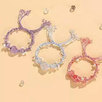 Браслет из кристаллов в китайском стиле с плетением из кристаллов для девочек светло-розовый