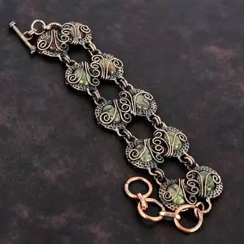 Браслет из кровавого камня дракона Браслет из медной проволоки Браслет из драгоценных камней Регулируемый браслет-цепочка Браслет ручной работы для подарков Ювелирные изделия из медной проволоки