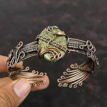 Браслет из кровавого камня дракона, медная проволока, обернутая драгоценным камнем, браслет-манжета, регулируемый браслет, ювелирные изделия ручной работы, обернутая проволокой, медные украшения для подарка