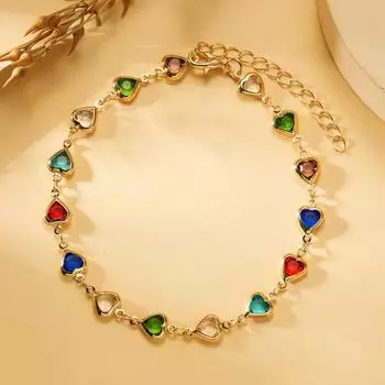 Браслет из кубического циркония в форме сердца с бусинами для женщин, браслет-цепочка в форме сердца для невесты, свадьба серебряный