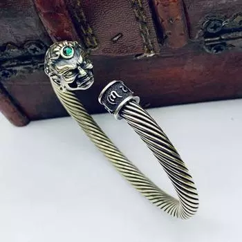 Браслет из латуни, браслет С-образный, мужской браслет