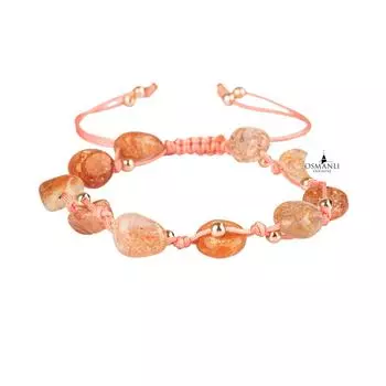 Браслет из макраме из натурального камня Sunstone Natural Cut