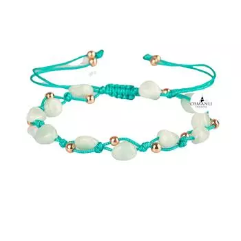 Браслет из макраме с синим агатом и натуральным камнем натуральной огранки