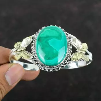 Браслет из малахита, браслет-манжета из стерлингового серебра 925 пробы, браслет-манжета из 18-каратного золота, бабочка, ювелирные изделия с драгоценными камнями, регулируемый браслет-манжета, подарки для жены