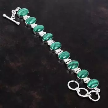 Браслет из малахита, настоящие драгоценные камни, ювелирные изделия ручной работы, новый браслет из стерлингового серебра 925 пробы, регулируемый браслет-цепочка, подарки для матери