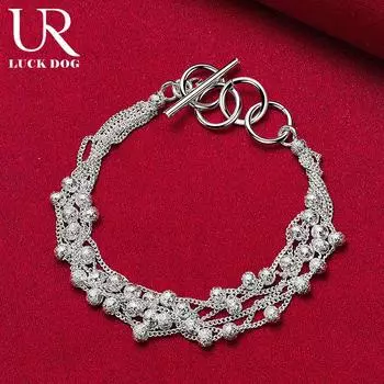 Браслет из матового жемчужного шарика с виноградной цепочкой из стерлингового серебра 925 пробы, модные свадебные украшения 20CM