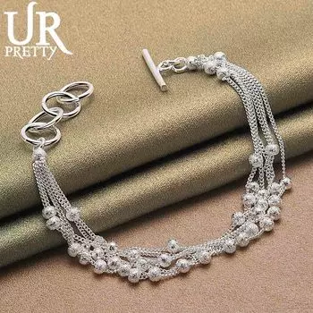 Браслет из матового жемчужного шарика с виноградной цепочкой из стерлингового серебра 925 пробы, модные свадебные украшения 20CM