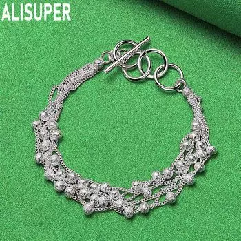 Браслет из матового жемчужного шарика с виноградной цепочкой из стерлингового серебра 925 пробы, модные свадебные украшения 20CM