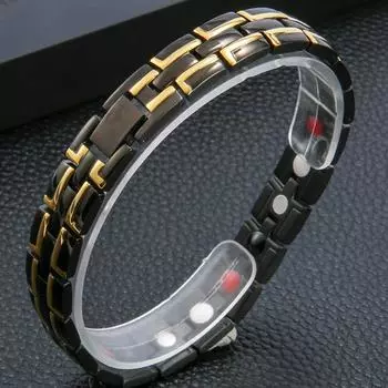 Браслет из матовой нержавеющей стали 316L для мужчин, цвет черного золота, 4 в 1, магнитный браслет, мужской браслет Mannen, ювелирные изделия, аксессуары 18CM серебряный