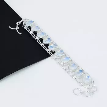 Браслет из молочного опала Драгоценный камень из молочного опала Браслет ручной работы из стерлингового серебра 925 пробы Браслет из молочного опала для подарка Браслет унисекс в стиле бохо для нее 8