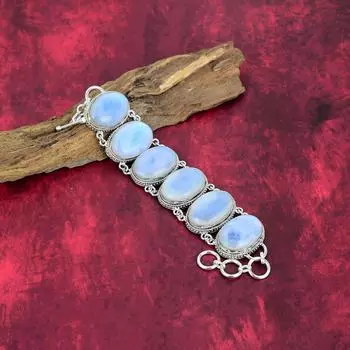 Браслет из молочного опала ручной работы, новейший дизайн, браслет из стерлингового серебра 925 пробы с драгоценными камнями, подарок для матери Adjustable with 8 inches белый