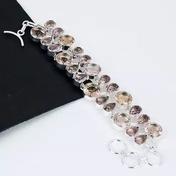 Браслет из морганита Драгоценный камень из морганита Браслет из стерлингового серебра 925 пробы ручной работы Ювелирные изделия из морганита Браслет для подарка Ювелирные изделия из морганита для мамы 8