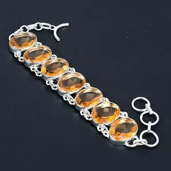 Браслет из морганита, ювелирный браслет из стерлингового серебра 925 пробы, ювелирный браслет из морганита для женщин, браслет, подарки для нее 8 оранжевый