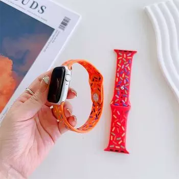 Браслет из мягкого силикона для Apple Watch Series 8, 7, 45 мм, 40, 44 мм, 42, 41 мм, радужного цвета, ремешок для часов ярких цветов для IWatch 6, 5, 4, 3, 2, 38 мм 38mm 40mm 41mm белый