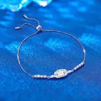 Браслет из муассанита для женщин, ниша, универсальный дизайн, ювелирные изделия из стерлингового серебра S925, аксессуары «сделай сам», браслет Xiaohongshu в одном стиле Adjustable size