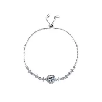 Браслет из муассанита из стерлингового серебра 925 пробы со снежными кристаллами для женщин, имитация бриллианта из муассанита, браслет в том же стиле для женщин 1CTMoissanite