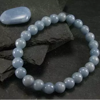 Браслет из настоящего ангелита и ангидрида ~ 7 дюймов ~ 8 мм круглые бусины 8MM