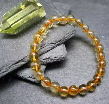 Браслет из настоящего цитрина ~ 7 дюймов ~ 8 мм круглые бусины 8MM