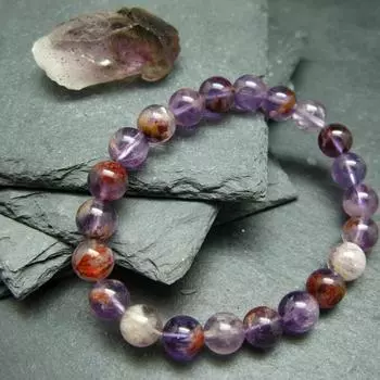 Браслет из настоящего какоксенита в аметисте 6MM