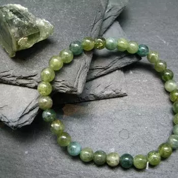 Браслет из настоящего редкого зеленого апатита ~ 7 дюймов ~ 6-12 мм круглые бусины 6MM