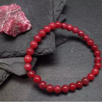 Браслет из настоящего родонита ~ 7 дюймов ~ 6 мм круглые бусины 6MM