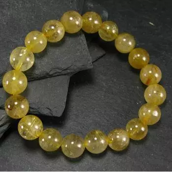 Браслет из настоящего рутилового кварца ~ 6 дюймов ~ 10 мм круглые бусины 6MM