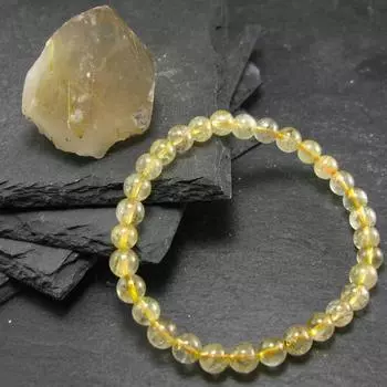 Браслет из настоящего рутилового кварца ~ 7 дюймов ~ 6 мм круглые бусины 6MM