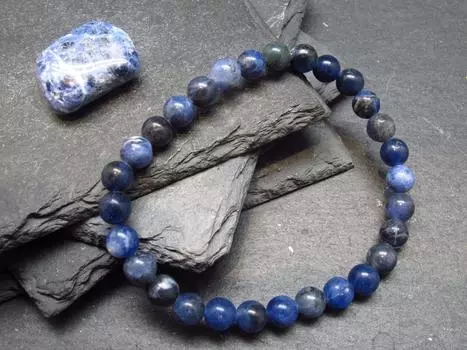 Браслет из настоящего содалита ~ 7 дюймов ~ 6 мм круглые бусины 6MM