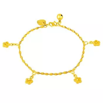 Браслет из настоящего золота 24 карата, 5 звезд, браслет с подвеской, позолоченный для женщин, свадебные украшения, подарки