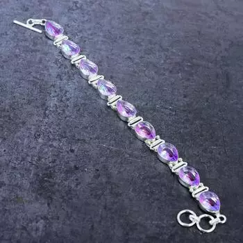 Браслет из натурального александритового кварца, стерлингового серебра 925 пробы, 7-8 дюймов, D1L19