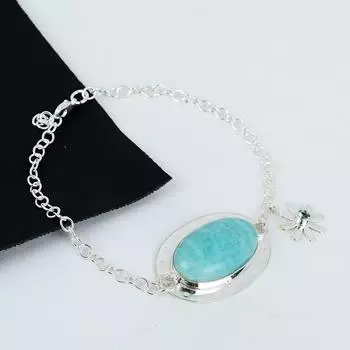 Браслет из натурального амазонита ручной работы из стерлингового серебра 925 пробы, браслет из зеленого апатита для жены, браслет унисекс, подарок на вату 8 зелёный