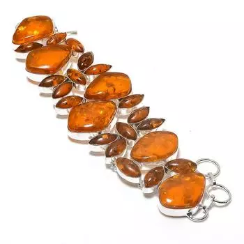 Браслет из натурального балтийского янтаря ручной работы из стерлингового серебра 925 пробы 7-8 дюймов k8Z02