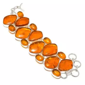 Браслет из натурального балтийского янтаря ручной работы из стерлингового серебра 925 пробы 7-8 дюймов Y9q27