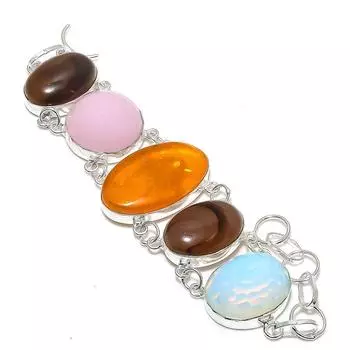 Браслет из натурального балтийского янтаря ручной работы из стерлингового серебра 925 пробы 7-8 дюймов J9h14