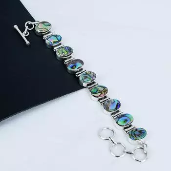 Браслет из натурального драгоценного камня из ракушки абалон ручной работы из серебра 925 пробы, браслет из ракушки абалон для жены, браслет унисекс в подарок для нее 8 синий