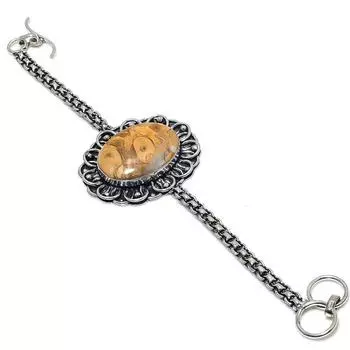 Браслет из натурального драгоценного камня из стерлингового серебра 925 пробы с трещинами в грязи, 7–8 дюймов p1i97