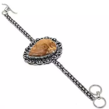 Браслет из натурального драгоценного камня из стерлингового серебра 925 пробы с трещинами в грязи, 7–8 дюймов, I3k80