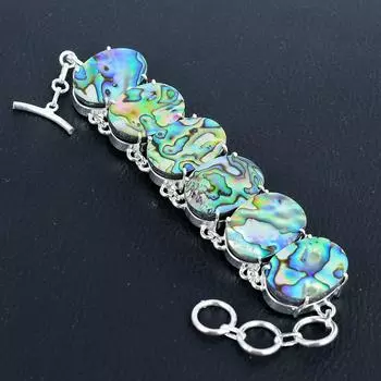 Браслет из натурального драгоценного камня из ракушки абалон ручной работы из стерлингового серебра 925 пробы, браслет из ракушки абалон для жены, браслет унисекс, подарки на День отца 8 зелёный