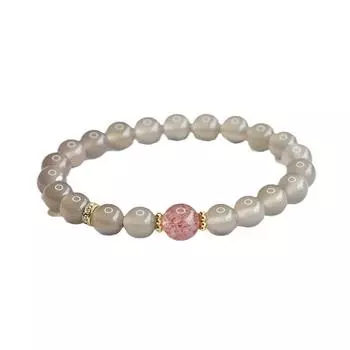 Браслет из натурального дымчато-фиолетового халцедона, браслет из клубничного хрусталя, старинные ювелирные изделия Mn4062307 8mm