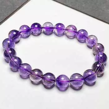 Браслет из натурального фиолетового ржавого кварца 12mm