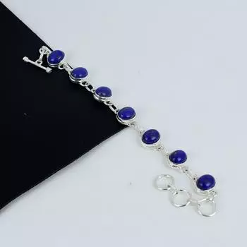 Браслет из натурального голубого бирюзового камня ручной работы из стерлингового серебра 925 пробы, браслет из голубого бирюзового цвета для жены, браслет унисекс, праздничный подарок 8 синий