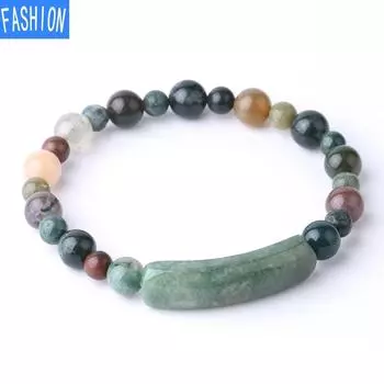 Браслет из натурального индийского агата 6 мм / 8 мм, смешанный с бусинами, уникальный мужской браслет