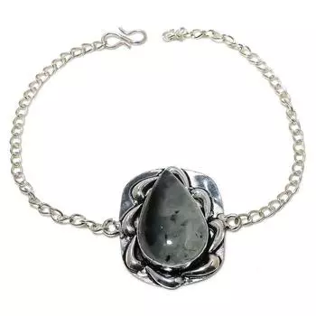 Браслет из натурального индийского мохового агата из стерлингового серебра 925 пробы 7-8 дюймов V0O04