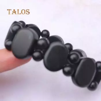 Браслет из натурального камня Bian, резные овальные украшения, женские и мужские браслеты Bianshi, подарок, повседневная безделушка чёрный