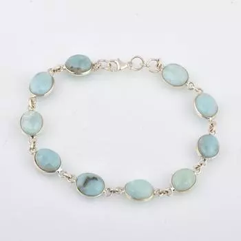 Браслет из натурального камня ларимар, подарок для нее, ювелирные изделия ручной работы, серебро 925 пробы, подарок на день рождения, дизайнерские украшения 7 inch